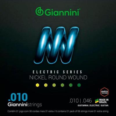 Encordoamento Para Guitarra .010 Niquel Round Wound Giannini GEEGST10