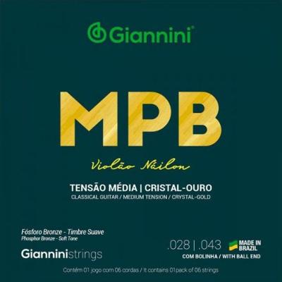 Encordoamento Para Violão Nylon Com Bolinha Média Série MPB Giannini GENWG