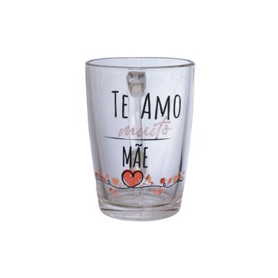 Caneca Vidro Amo Muito Mãe 320ml - Presente Especial