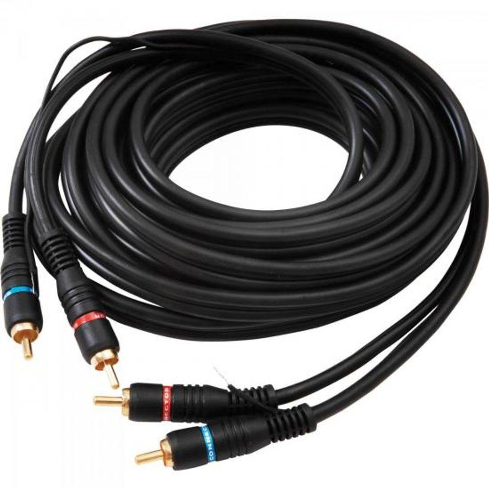 Cabo 2 RCA Macho x 2 RCA Macho Com Fio Terra 5m Preto Storm - 1