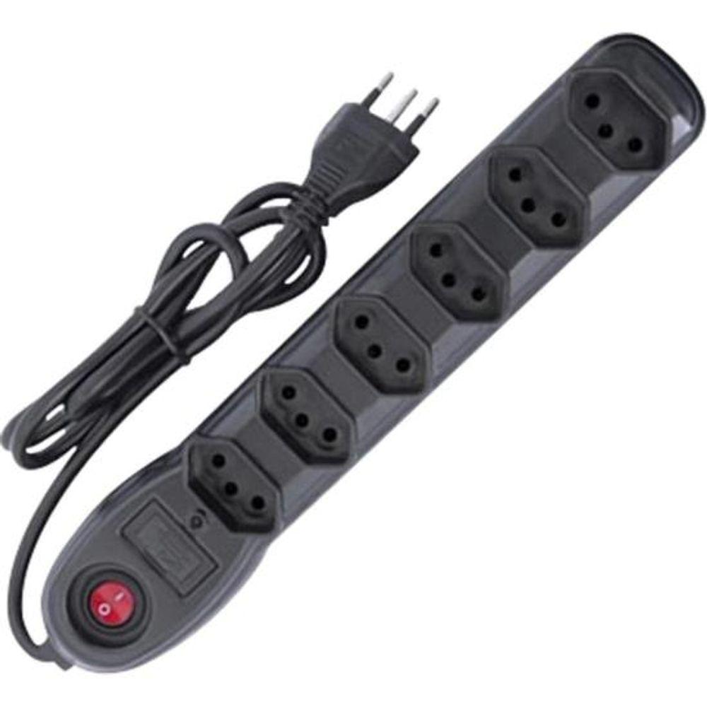 Filtro de Linha Com 6 Tomadas 1M Bivolt Preto Megatron - 1