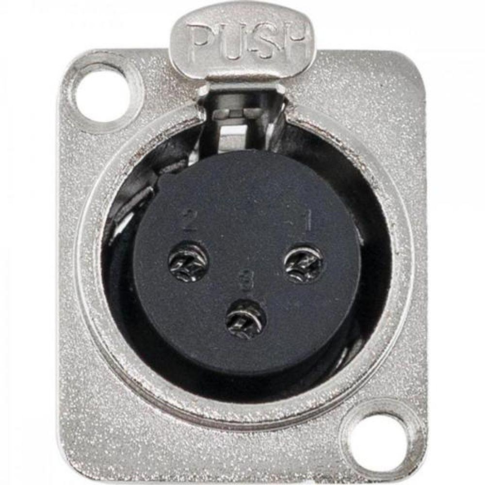 Conector XLR Fêmea Painel 3 Pólos Niquelado HX048F HYXPCT / 2 - 2