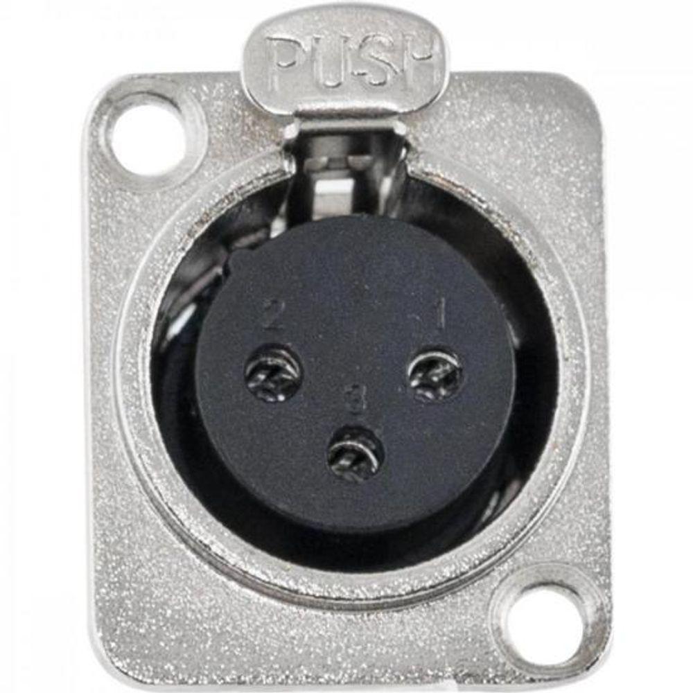 Conector XLR Fêmea Painel 3 Pólos Niquelado HX048F HYXPCT / 2 - 3
