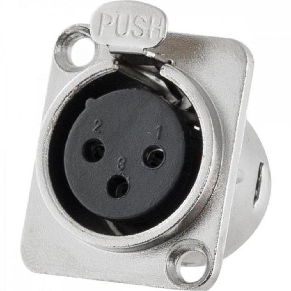 Conector XLR Fêmea Painel 3 Pólos Niquelado HX048F HYXPCT / 2 - 4
