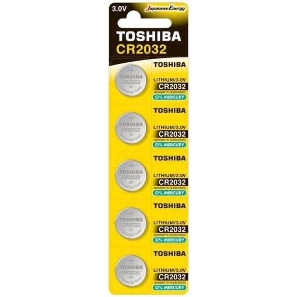 Pilha Moeda Lithium 3V CR2032 (Com5 Pilhas) Toshiba - 1