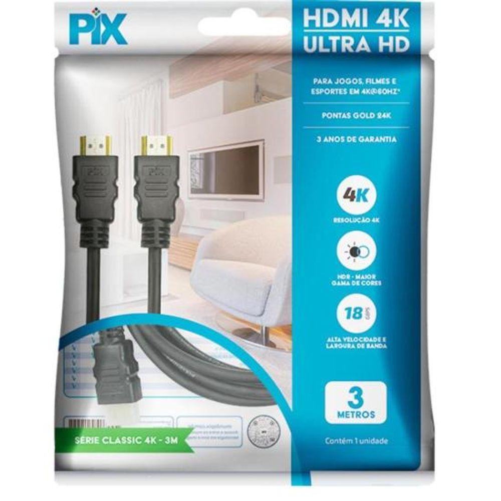 Cabo HDMI 2.0 4k 3m Pix - 3