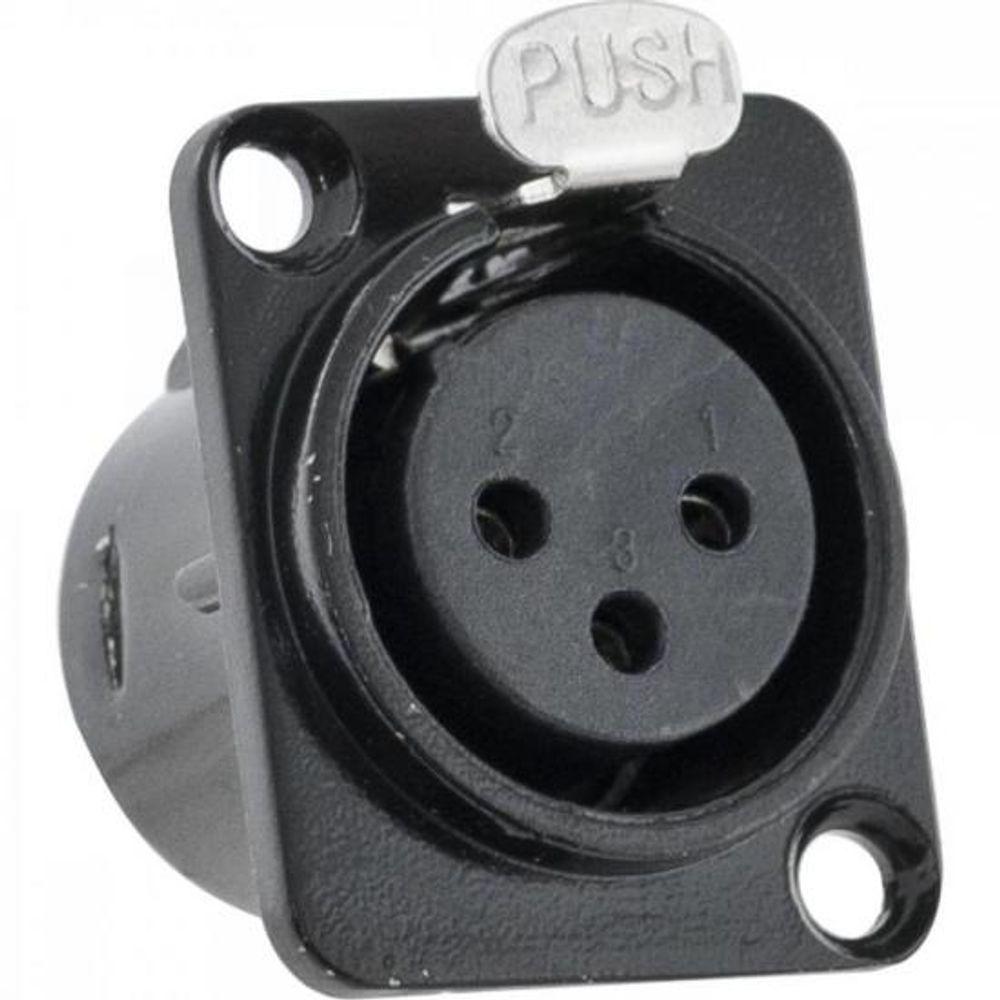 Conector XLR Fêmea Painel 3 Pólos Niquelado HX049F Preto HYXPCT / 2 - 4