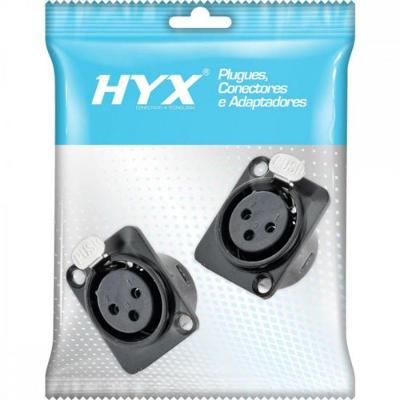 Conector XLR Fêmea Painel 3 Pólos Niquelado HX049F Preto HYXPCT / 2