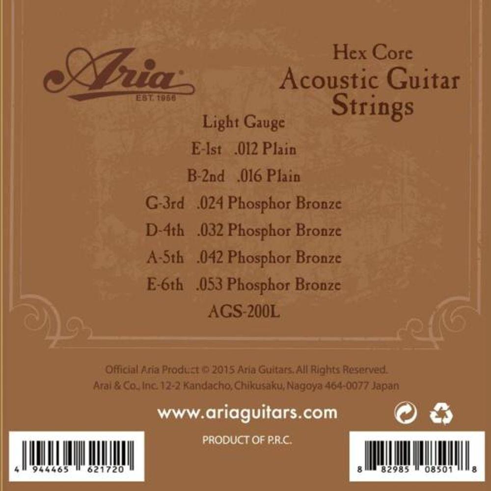 Encordoamento Para Violão .012 Phosphor Bronze AGS200L Aria Guitars - 2
