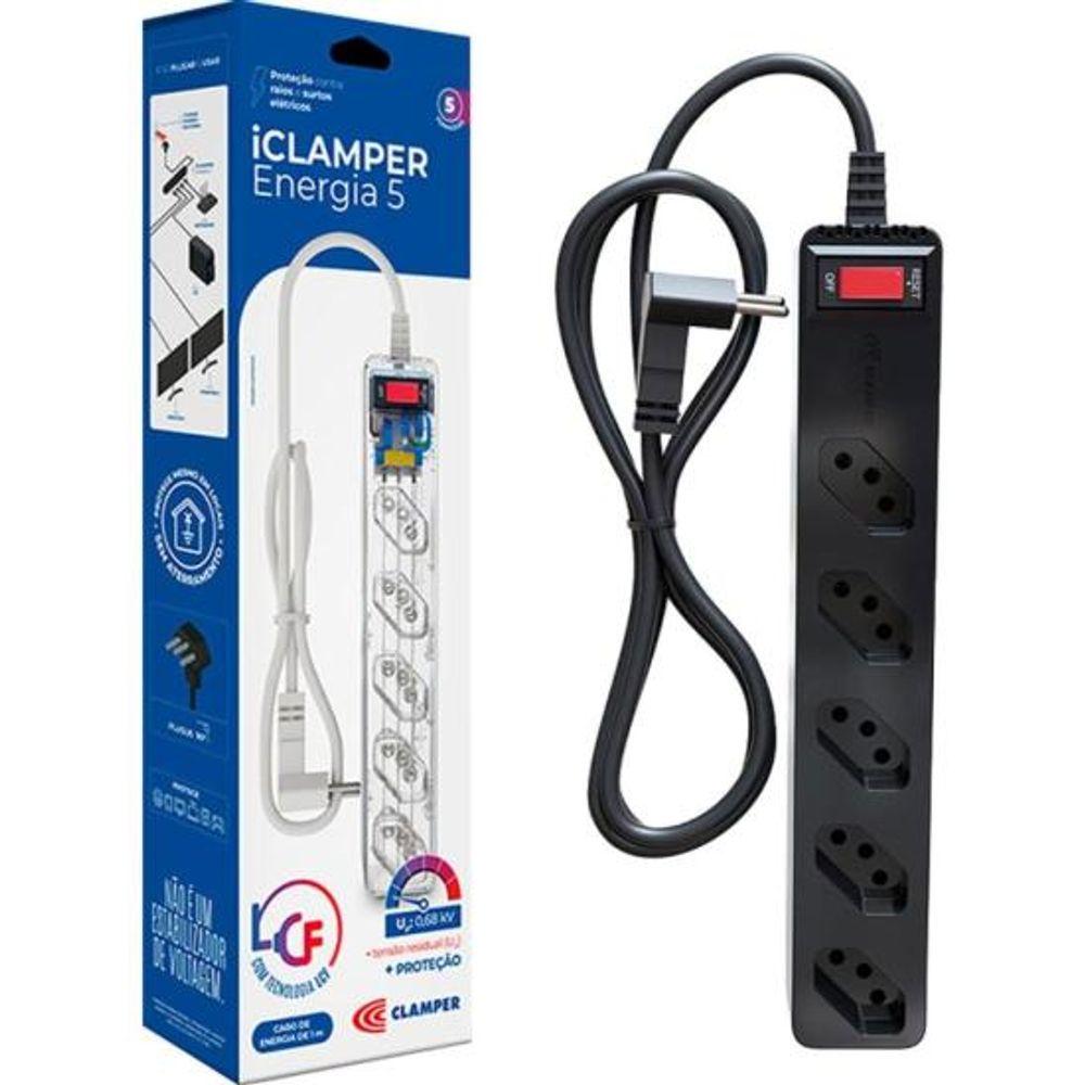 Filtro de Linha Com Proteção DPS 3P Energia 5 Clamper Preto - 6