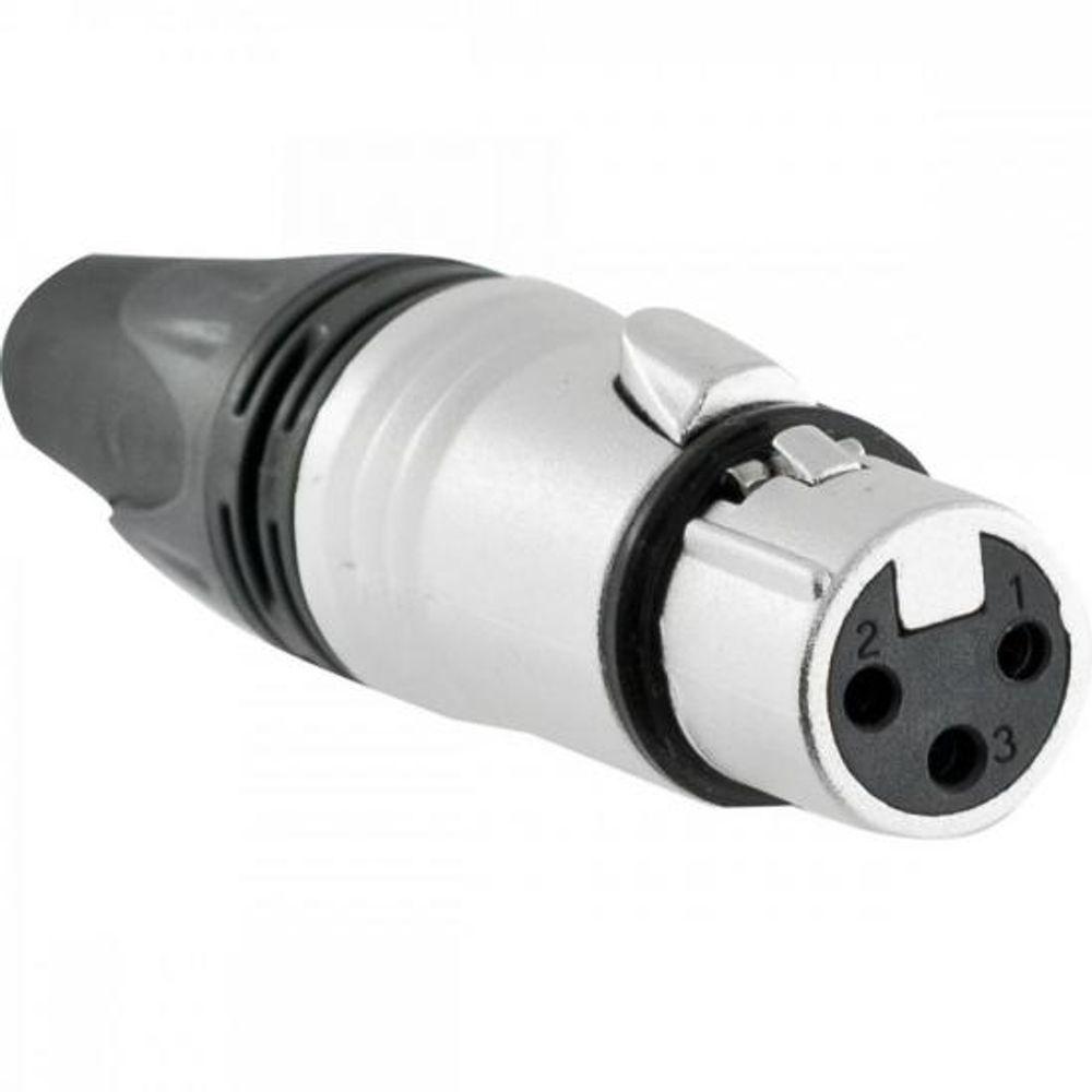 Conector XLR Fêmea 3 Pólos Niquelado HX082F HYXPCT / 2 - 4