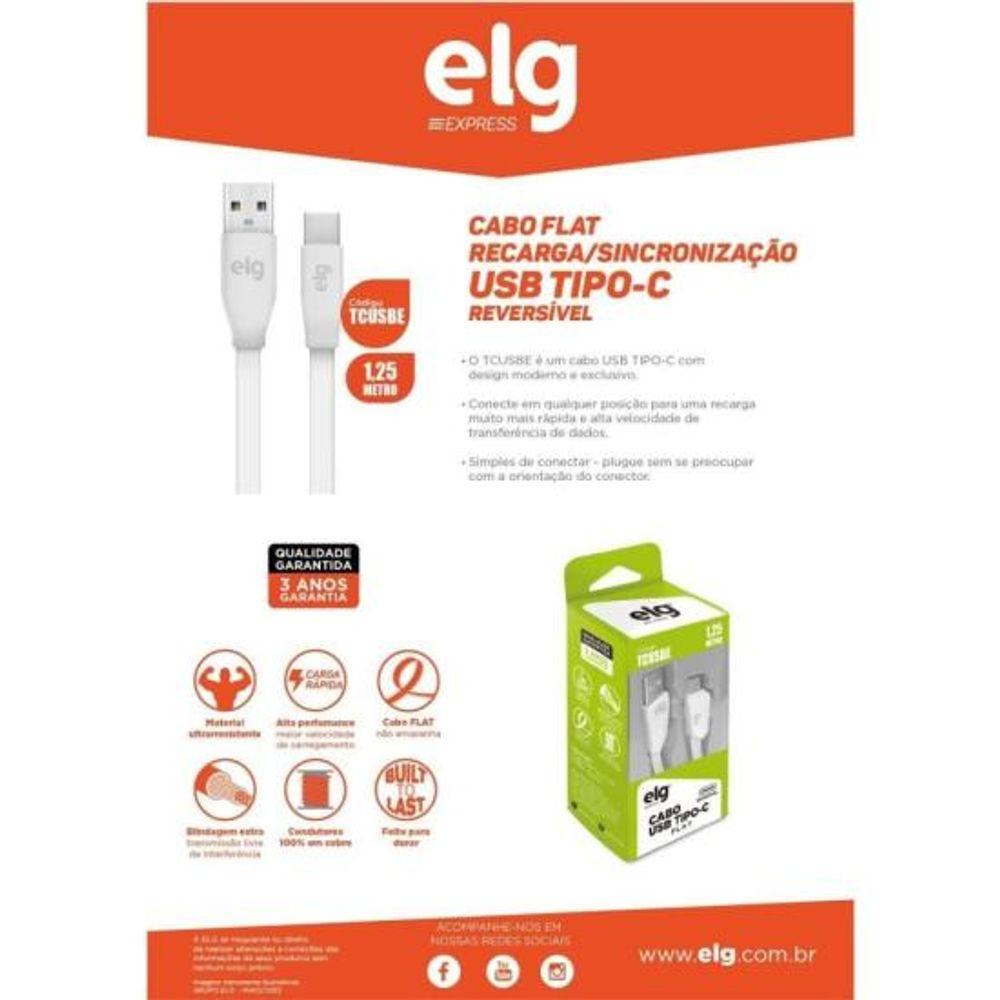 Cabo USB Tipo C TCUSBE 1,25m Branco ELG - 7