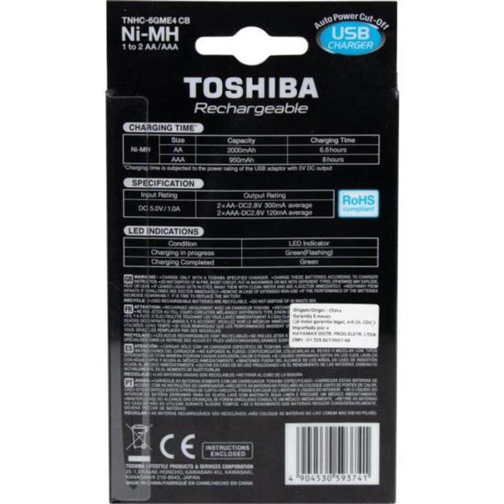 Carregador de Pilha USB TNHC-6GME4 CB (Com4 Pilhas AA 2000 MAh) Toshiba - 2