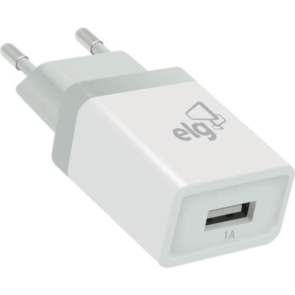 Carregador USB 1A WC1A 1 Saída Branco Bivolt ELG - 2