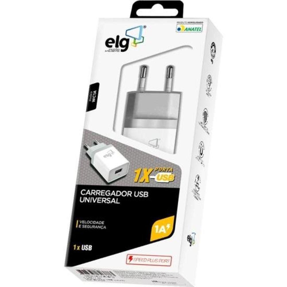 Carregador USB 1A WC1A 1 Saída Branco Bivolt ELG - 4