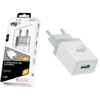Carregador USB 1A WC1A 1 Saída Branco Bivolt ELG - 1