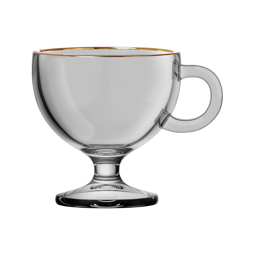 Jogo de Canecas Muse Cinza com Borda Dourada 6 Peças - 1