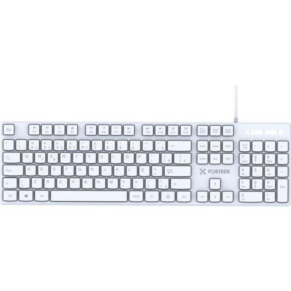 Teclado Office Fortrek K15 Slim USB ABNT2 Branco - 1