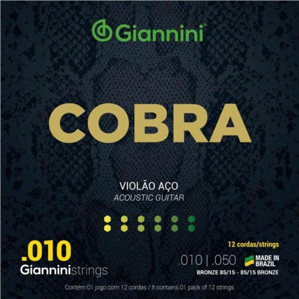 Encordoamento Para Violão 12 Cordas Aço .010 Série Cobra Giannini GEEF12M - 1