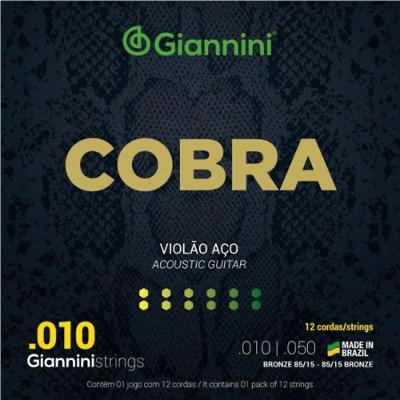 Encordoamento Para Violão 12 Cordas Aço .010 Série Cobra Giannini GEEF12M