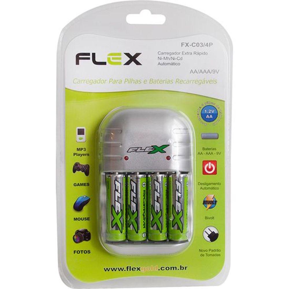 Carregador de Pilhas AA/AAA/9V FXC03-4P Flex - 1