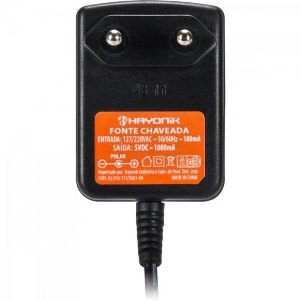 Fonte Chaveada Hayonik FCTP5001 5VDC 1A 5W P8 C+ 2,5mm Bivolt - 1