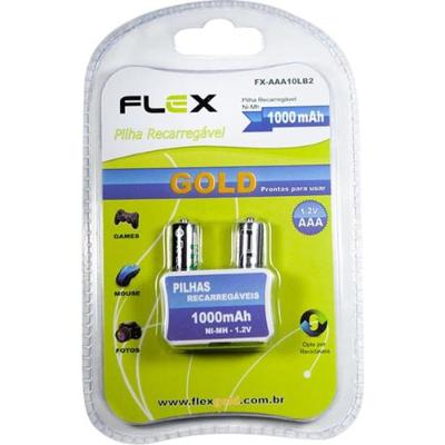 Pilha Recarregável AAA 1.2V 1000mAh (Com2 Pilhas) Flex