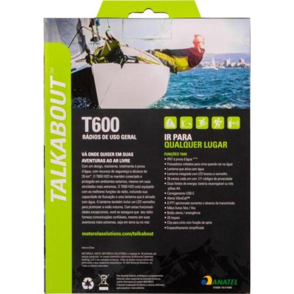Rádio Comunicador Talkabout Motorola T600BR H2O 35km Verde PAR / 2 - 2