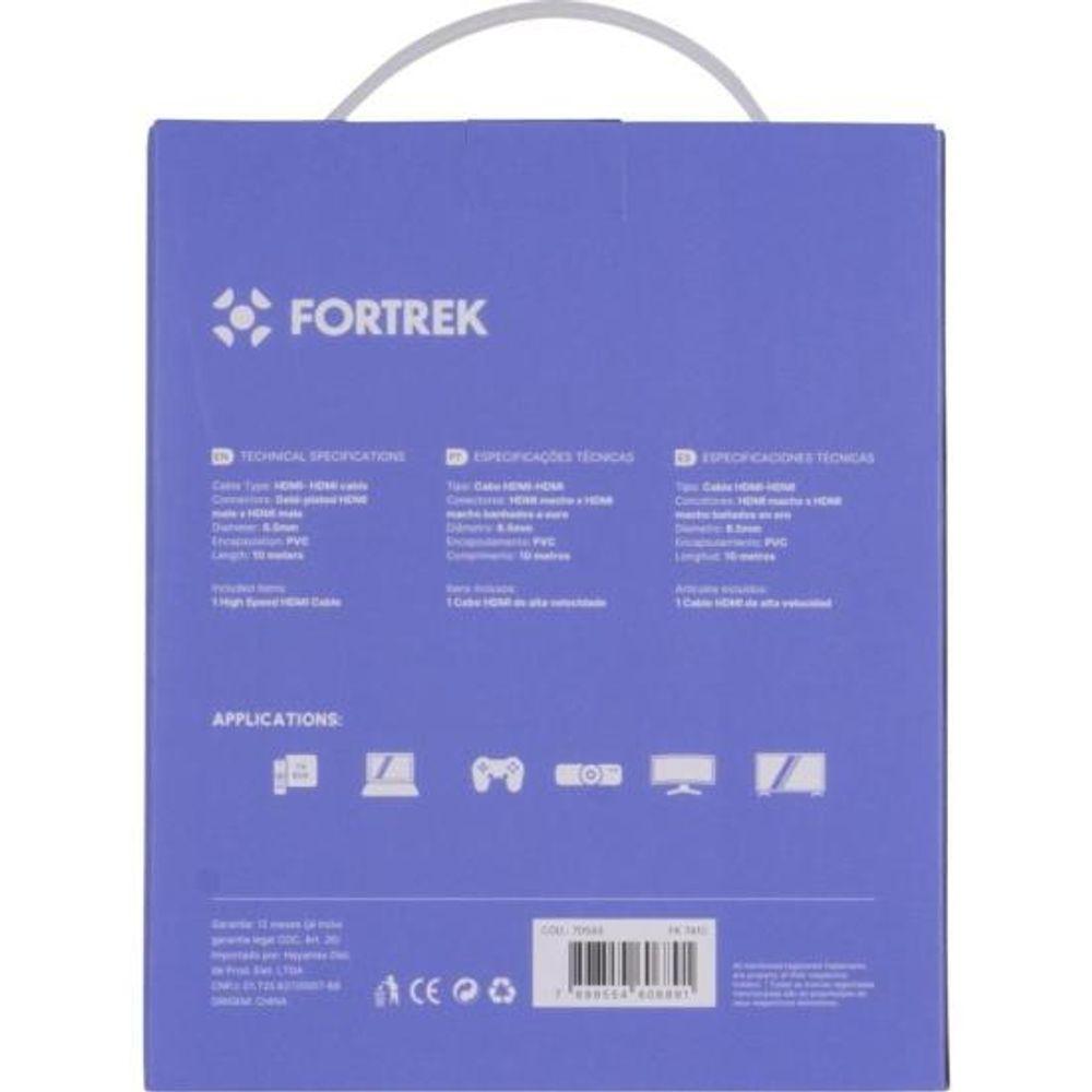 Cabo HDMI Com Filtro 2.0 4K 10 metros HD2010 Fortrek FK 741C - 10