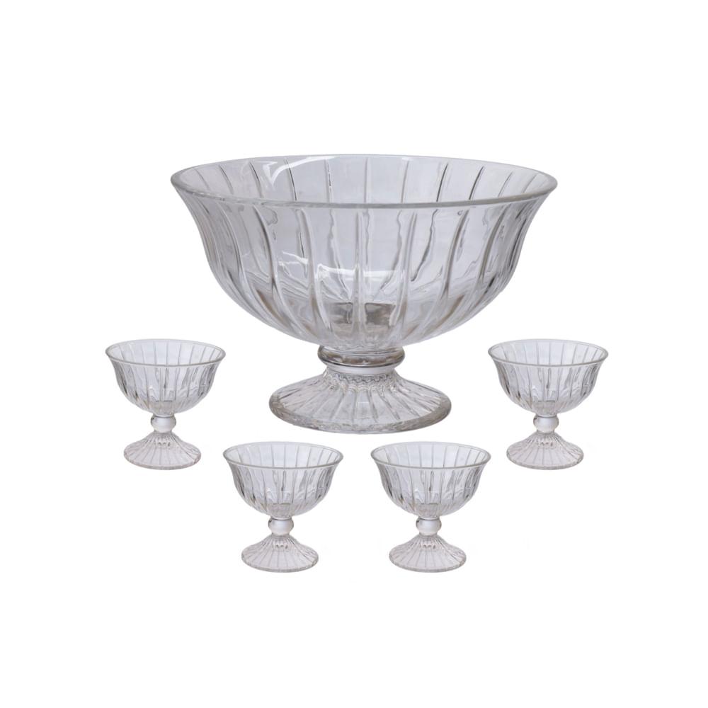 Centro de Mesa com Pé Vidro Melina 5 Peças - 1