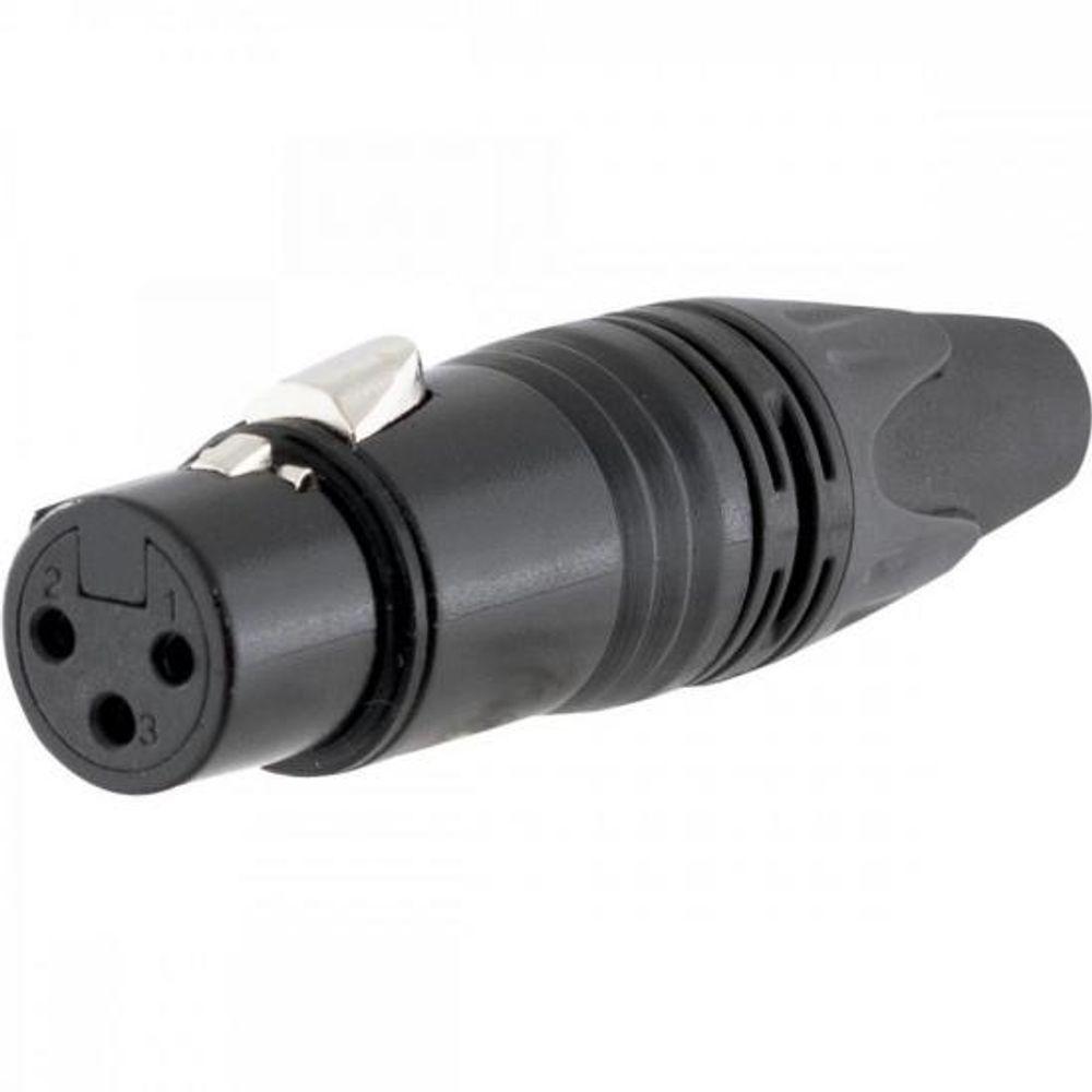 Conector XLR Fêmea 3 Pólos Niquelado HX081F Preto HYXPCT / 2 - 4