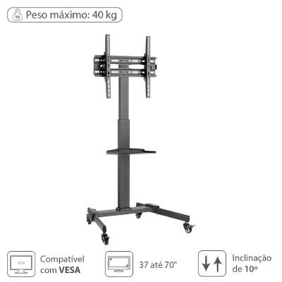 Suporte Rack TV 37-70 Polegadas 35kg com Bandeja Vinik