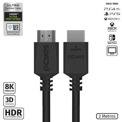 Cabo HDMI Ultra 2.1 28AWG Puro Cobre 8K 144Hz 2 metros PCYES