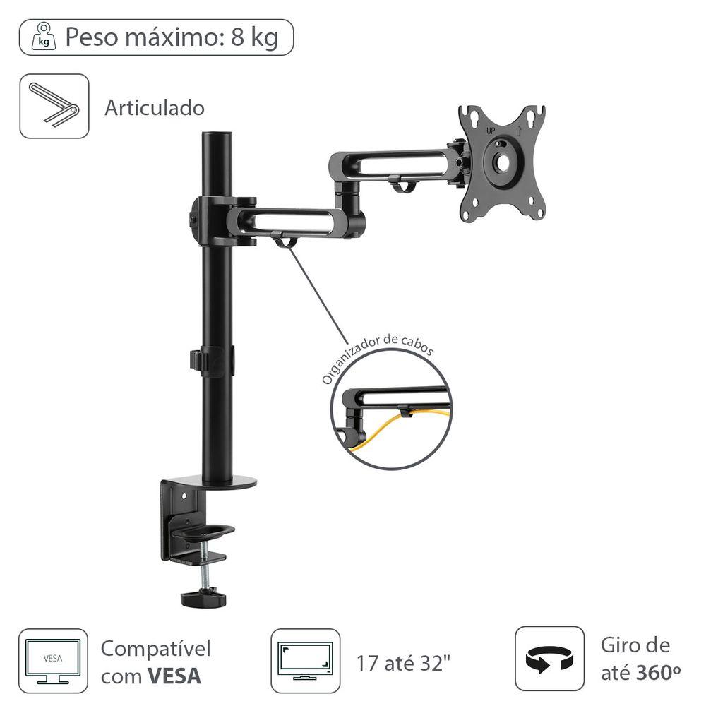 Suporte Articulado Monitor Vinik 17 a 32 Rotacao 360 - 1