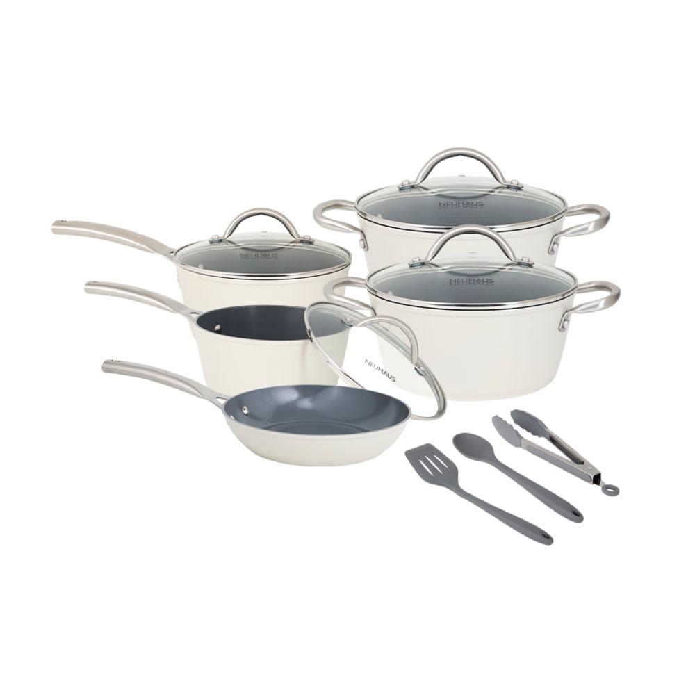 Jogo de Panelas 8 Peças Cerâmica Prime Off White Neuhaus - 2