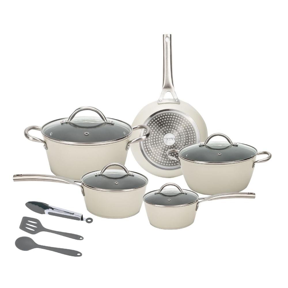 Jogo de Panelas 8 Peças Cerâmica Prime Off White Neuhaus - 1