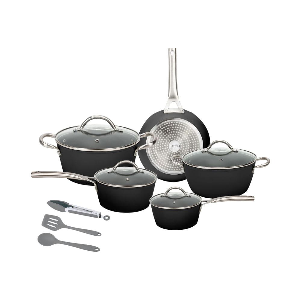 Jogo de Panelas 8 Peças Cerâmica Prime Black Neuhaus - 1
