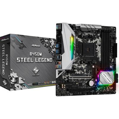 Placa Mãe B450M Steel Legend AM4 128GB DDR4 M.2 ASROCK