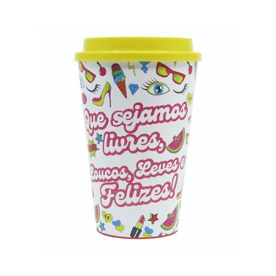 Copo Com Tampa Amarelo 650ml Que Sejamos Lumiplas