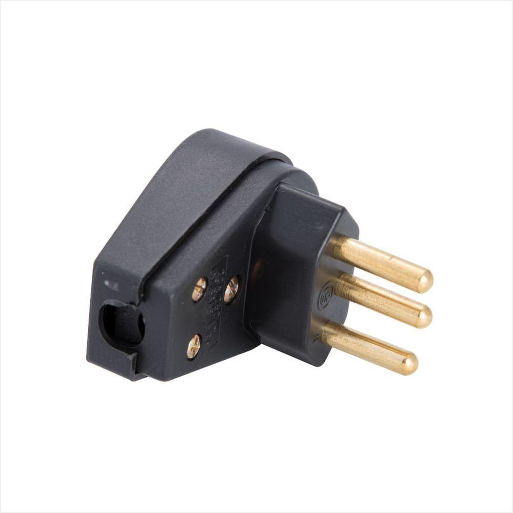Plugue Angular 2P+T 10 A 250 V Preto Tramontina - 1