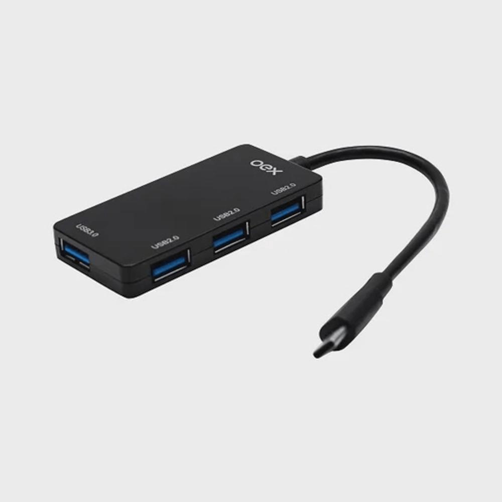 Distribuidor De Conexao Hub Usb-C 3.0 OEX  Hb103 Preto - 1