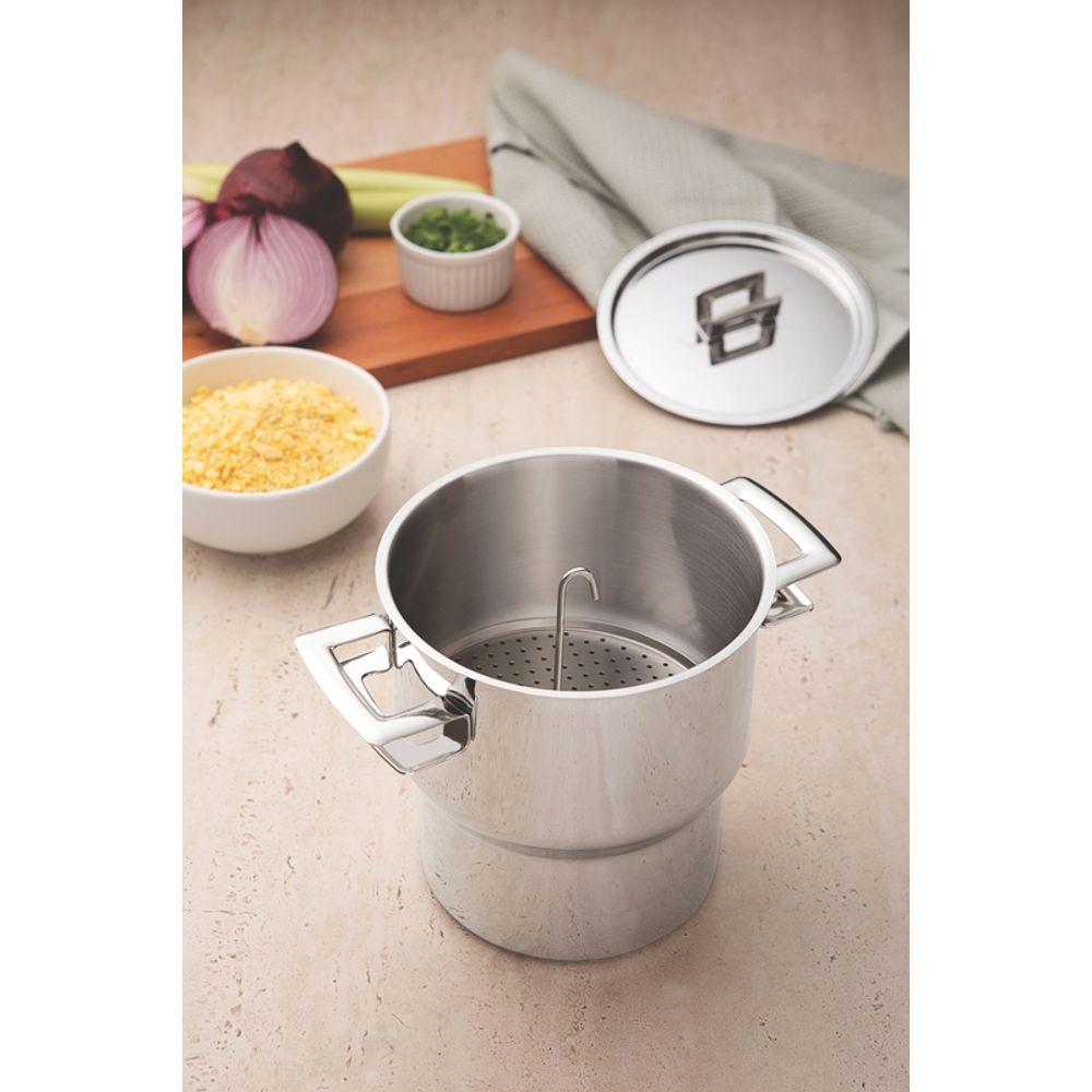 Cuscuzeira Tramontina Brava Inox com Alças e Tampa 2,1L - 2
