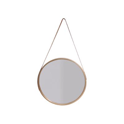 Espelho Redondo com Alça de Couro 45 Centímetros Western Home