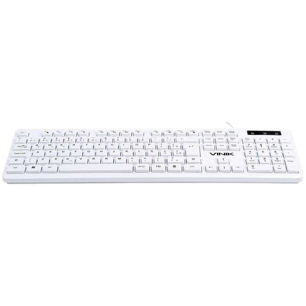 Teclado USB Multimidia Slim Branco Chocolate Vinik - 2