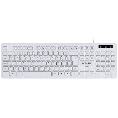 Teclado USB Multimidia Slim Branco Chocolate Vinik