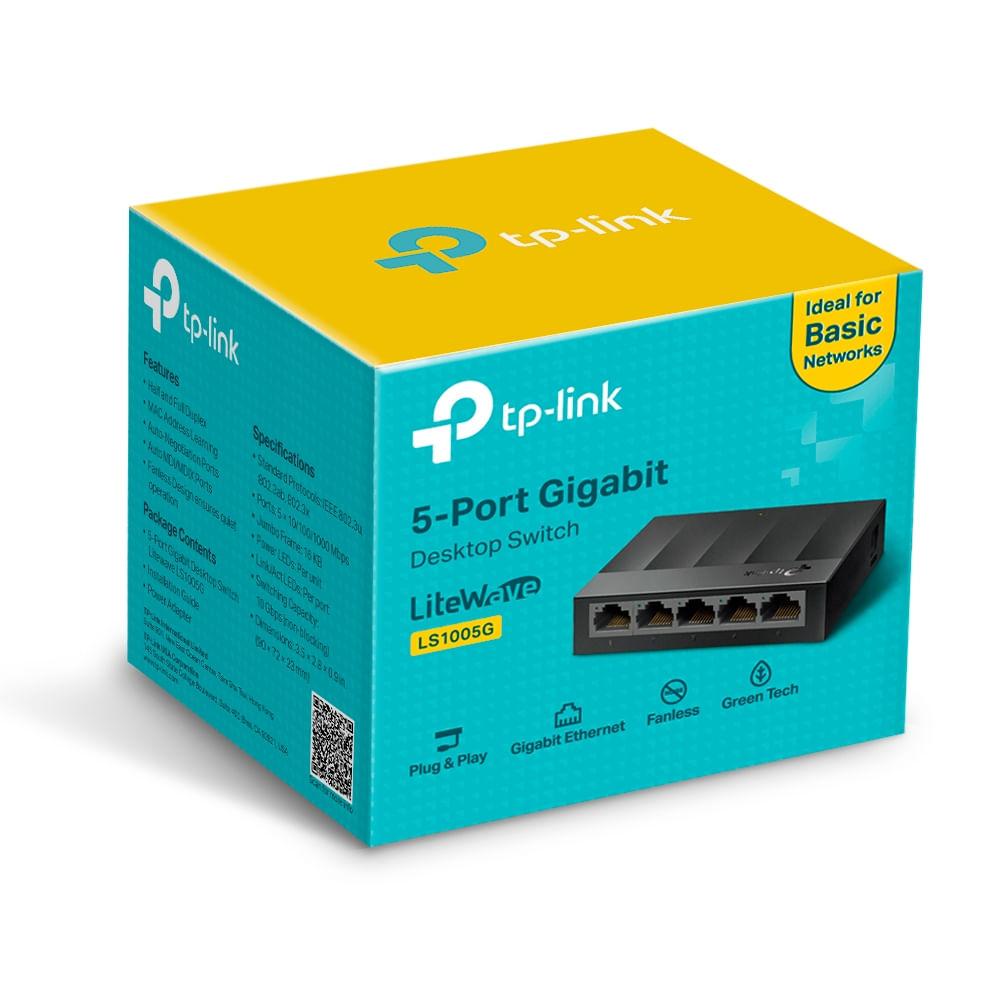Switch LS1005G Gigabit 5 Portas 10 100 1000 Plug Play TP LINK - 5