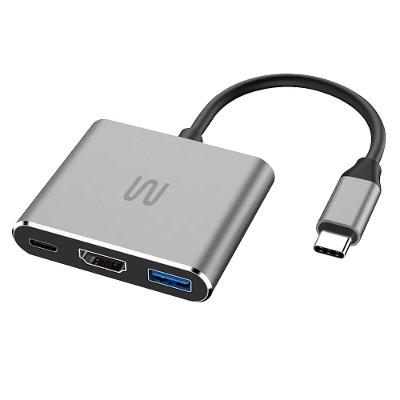 HUB Dock USB C 3 em 1 HDMI USB 30 PD 100W AC446 MULTI