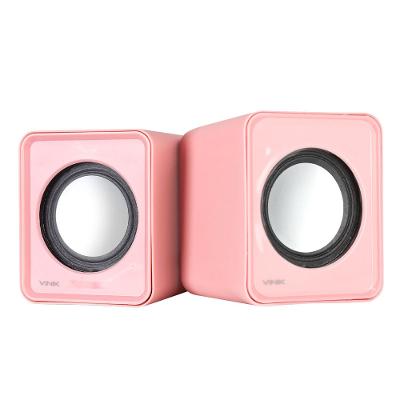 Caixa de Som 2.0 USB 2W Rosa Controle Volume Vinik