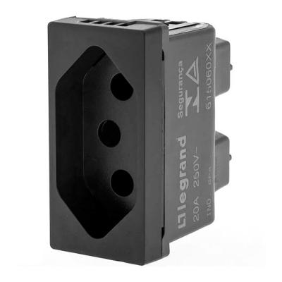 Tomada 2P+T 20A 250V B.Parafuso 1M Preta Legrand Pial Plus+