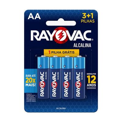 Pilha Alcalina AA Rayovac Pacote 4 Unidades